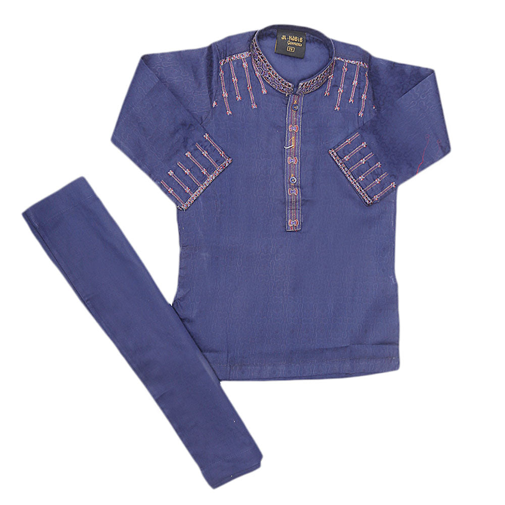 Boys Embroidered Kurta Shalwar Suit - Navy Blue, Kids, Boys Shalwar Kameez, Chase Value, Chase Value