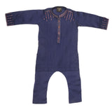 Boys Embroidered Kurta Shalwar Suit - Navy Blue, Kids, Boys Shalwar Kameez, Chase Value, Chase Value