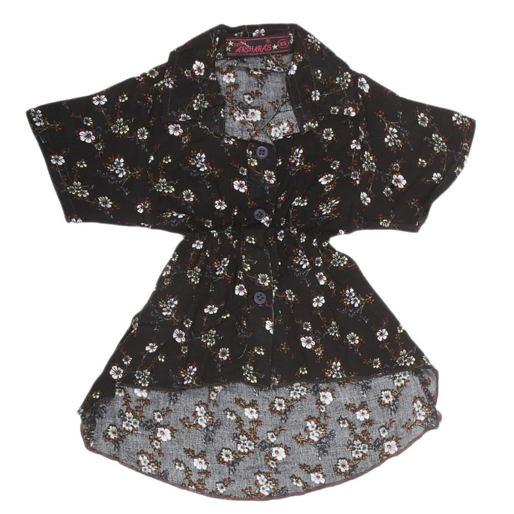 Girls Woven Half Sleeves Top - Black, Kids, Tops, Chase Value, Chase Value