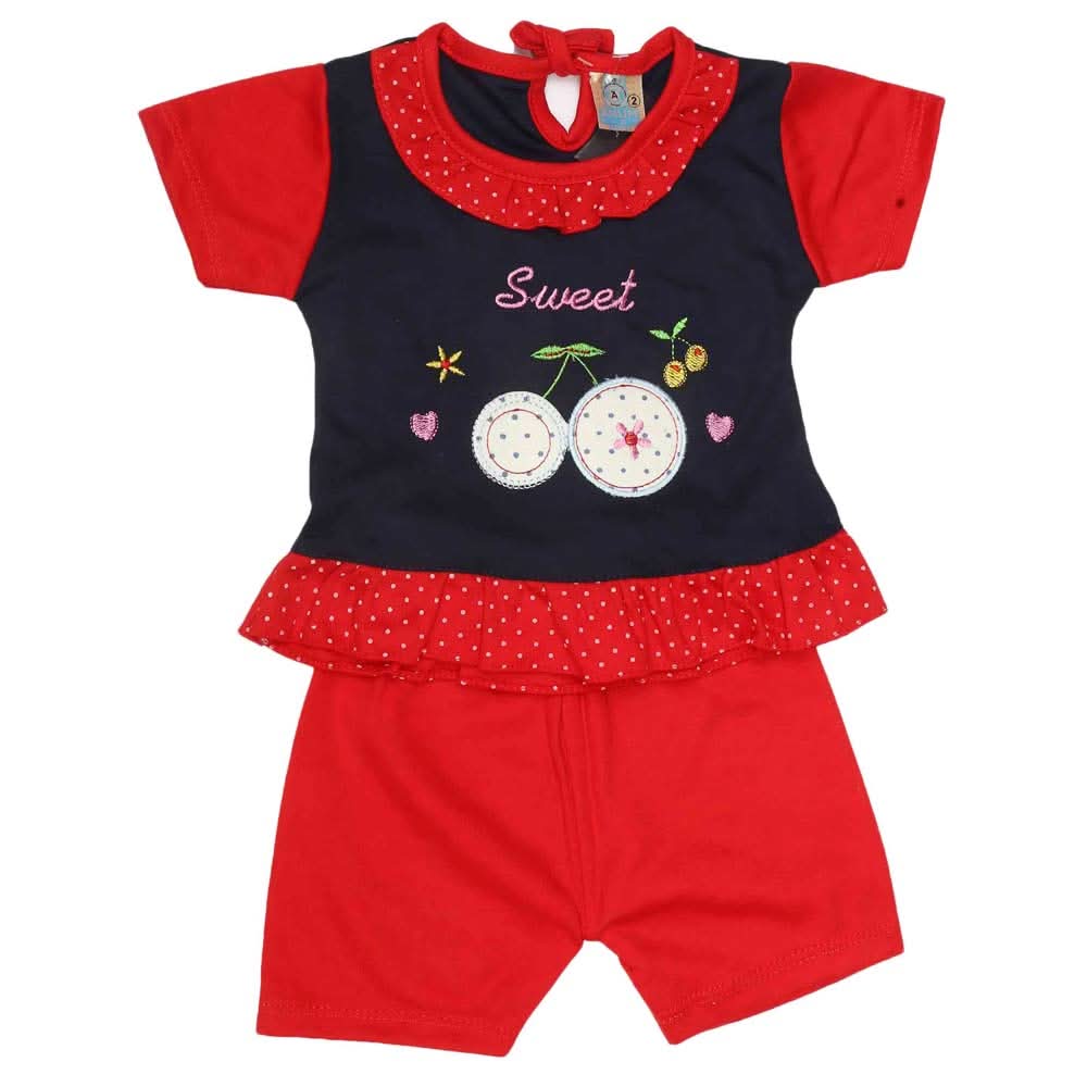 Newborn Girls Suit 2Pcs - Red, Kids, NB Girls Sets And Suits, Chase Value, Chase Value