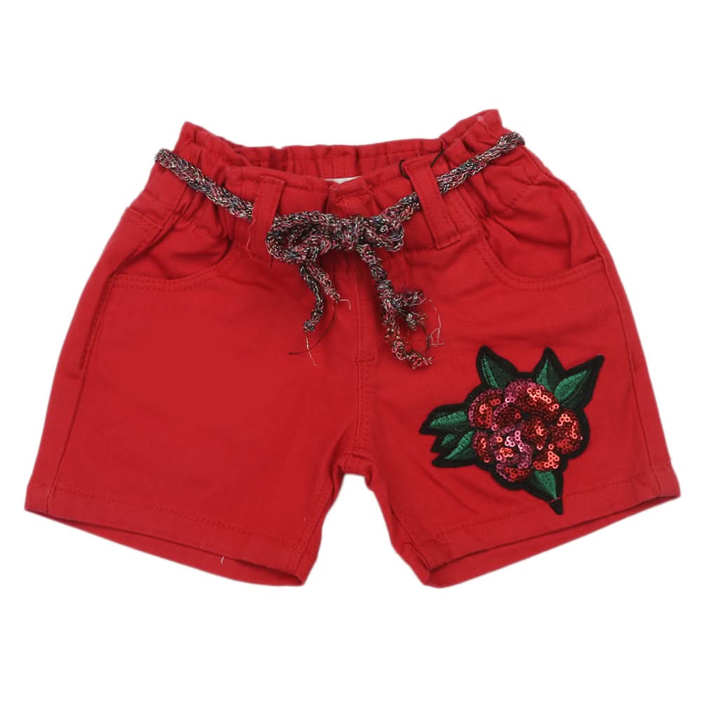 Girls Cotton Short - Red, Girls Shorts Skirts, Chase Value, Chase Value