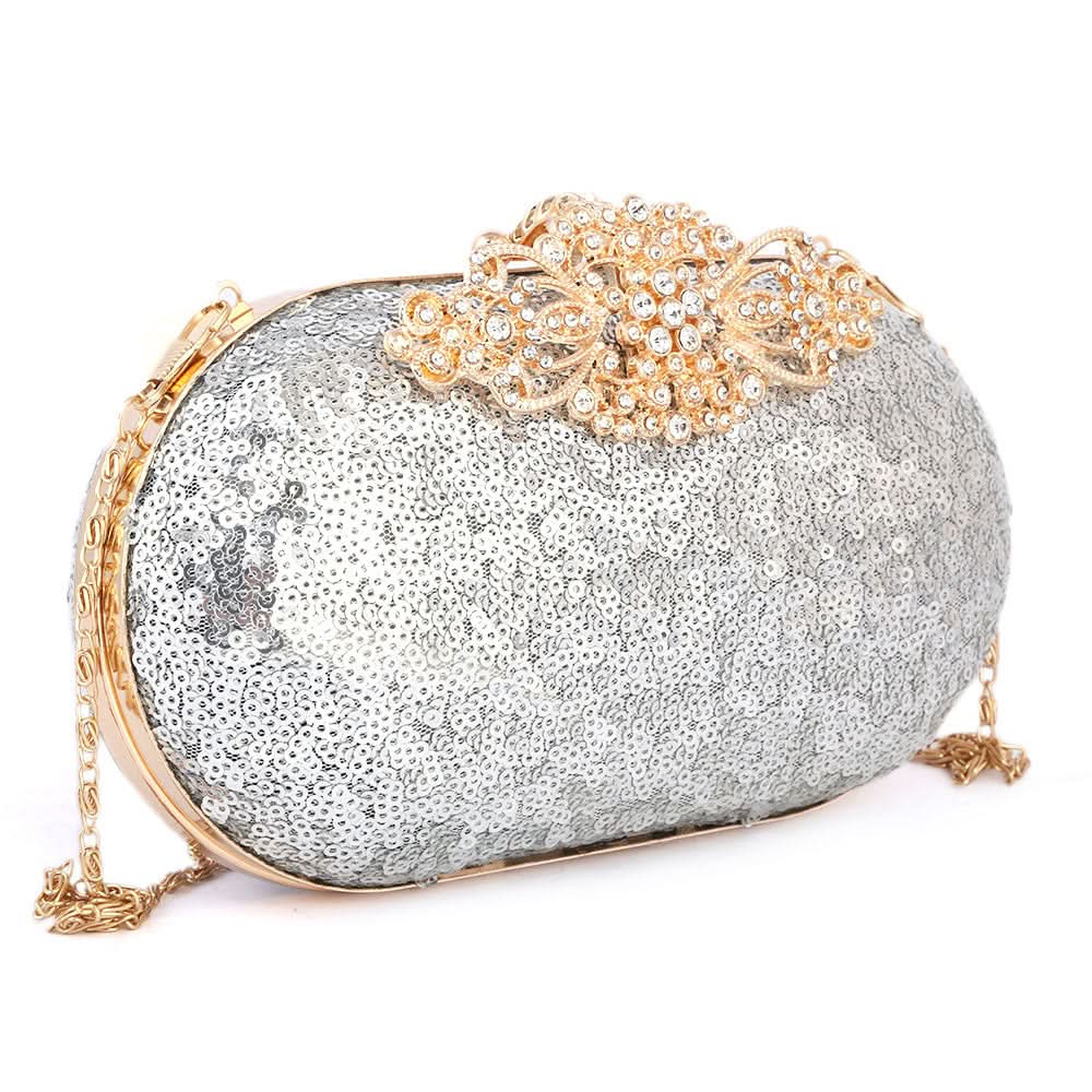 Women's Bridal Clutch (Rj-4) - Silver, Women, Clutches, Chase Value, Chase Value