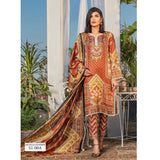 Three Star Printed Lawn 3 Pcs Un-Stitched Suit Vol 3 - 1-A, Women, 3Pcs Shalwar Suit, Al-Dawood Textiles, Chase Value