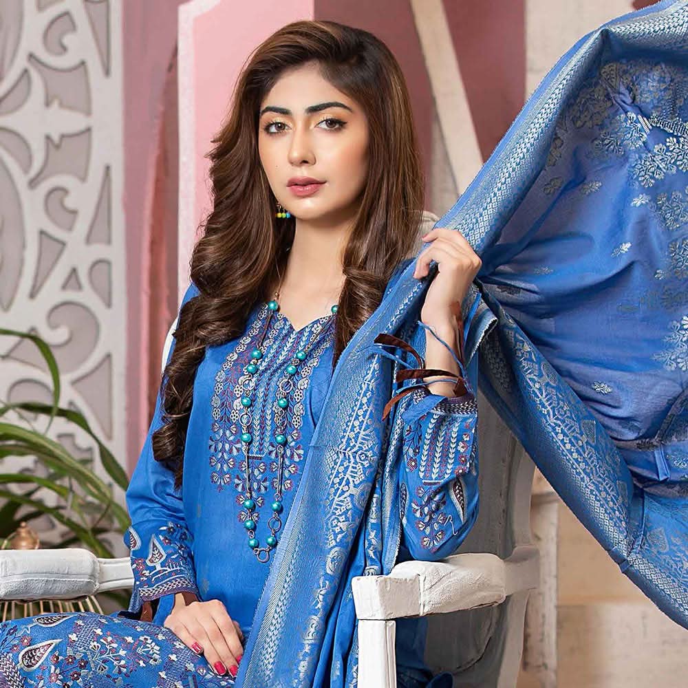GUL E BAHAR Jacquard Banarsi Lawn 3 Pcs Un-Stitched Suit Vol 2 - 7, Women, 3Pcs Shalwar Suit, Rana Arts, Chase Value