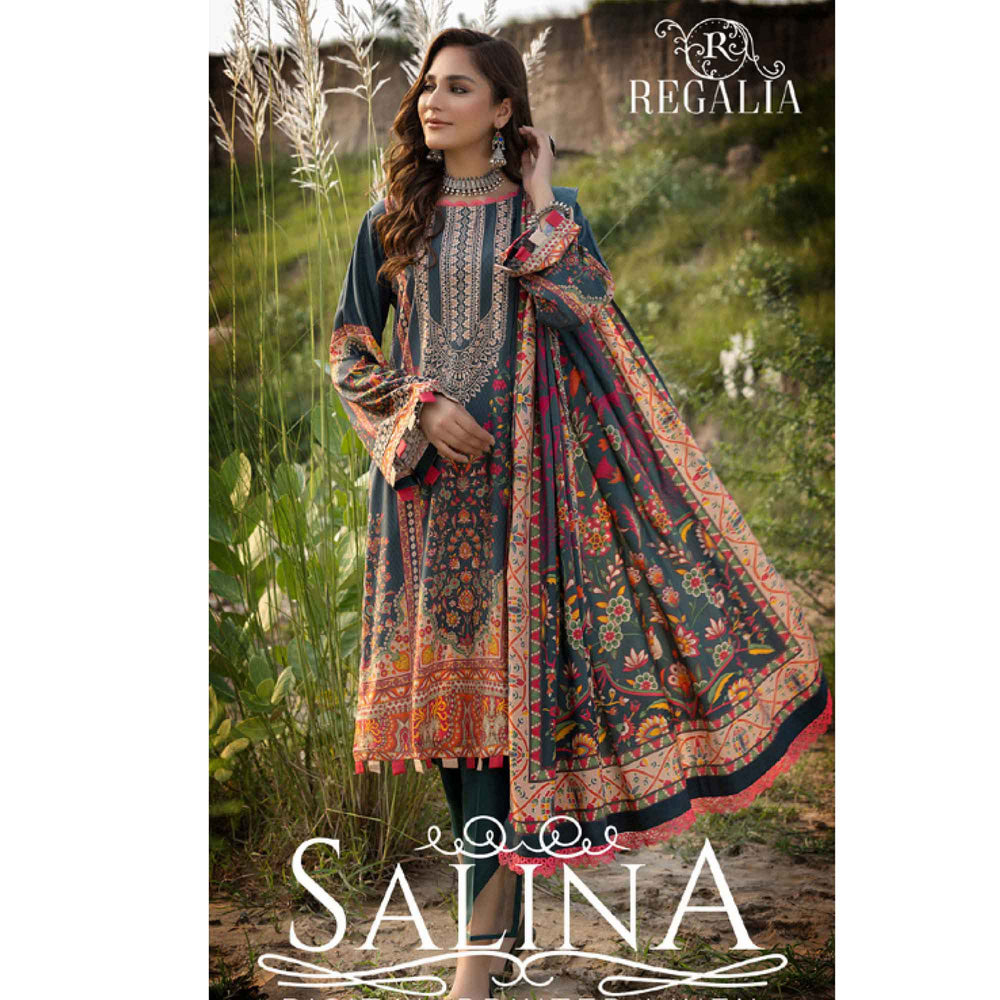 Salina Linen Unstitched 3Pcs Suit - 1, Women, 3Pcs Shalwar Suit, Regalia Textiles, Chase Value