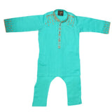 Boys Embroidered Kurta Shalwar Suit - Sea Green, Kids, Boys Shalwar Kameez, Chase Value, Chase Value
