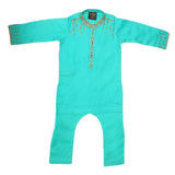 Boys Embroidered Kurta Shalwar Suit - Sea Green, Kids, Boys Shalwar Kameez, Chase Value, Chase Value