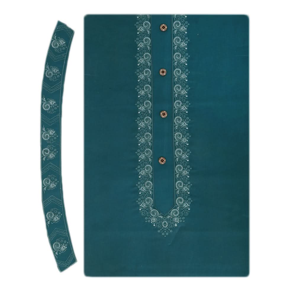Men's Mashriq Embroidered Un-Stitched Suit - Steel-Green, Men, Unstitched Fabric, Chase Value, Chase Value
