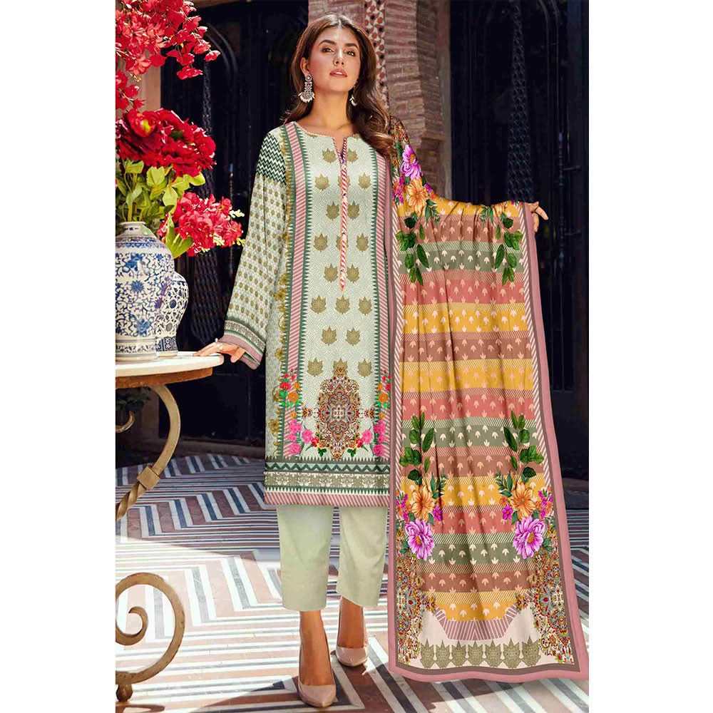 SAQAFAT Twill Digital Printed 3 Pcs Un-Stitched Suit - 9, Women, 3Pcs Shalwar Suit, Ulfat Textile, Chase Value