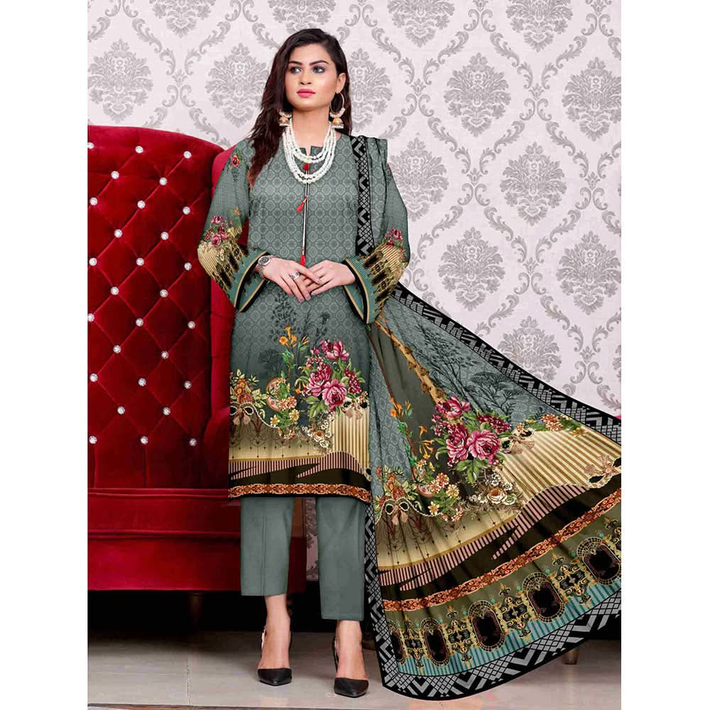 SAQAFAT Twill Digital Printed 3 Pcs Un-Stitched Suit - 2, Women, 3Pcs Shalwar Suit, Ulfat Textile, Chase Value