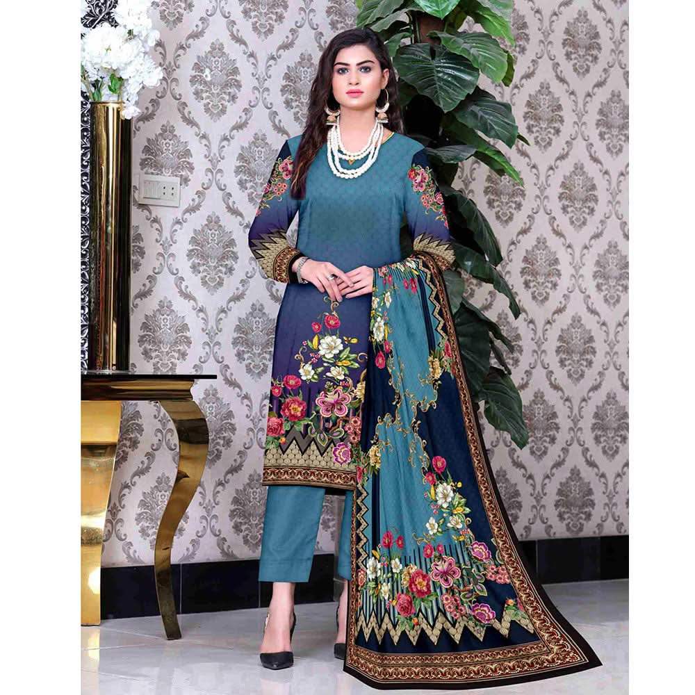SAQAFAT Twill Digital Printed 3 Pcs Un-Stitched Suit - 3, Women, 3Pcs Shalwar Suit, Ulfat Textile, Chase Value