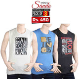 Men's Printed Sando T-Shirts Pack Of 3 - Multi - test-store-for-chase-value