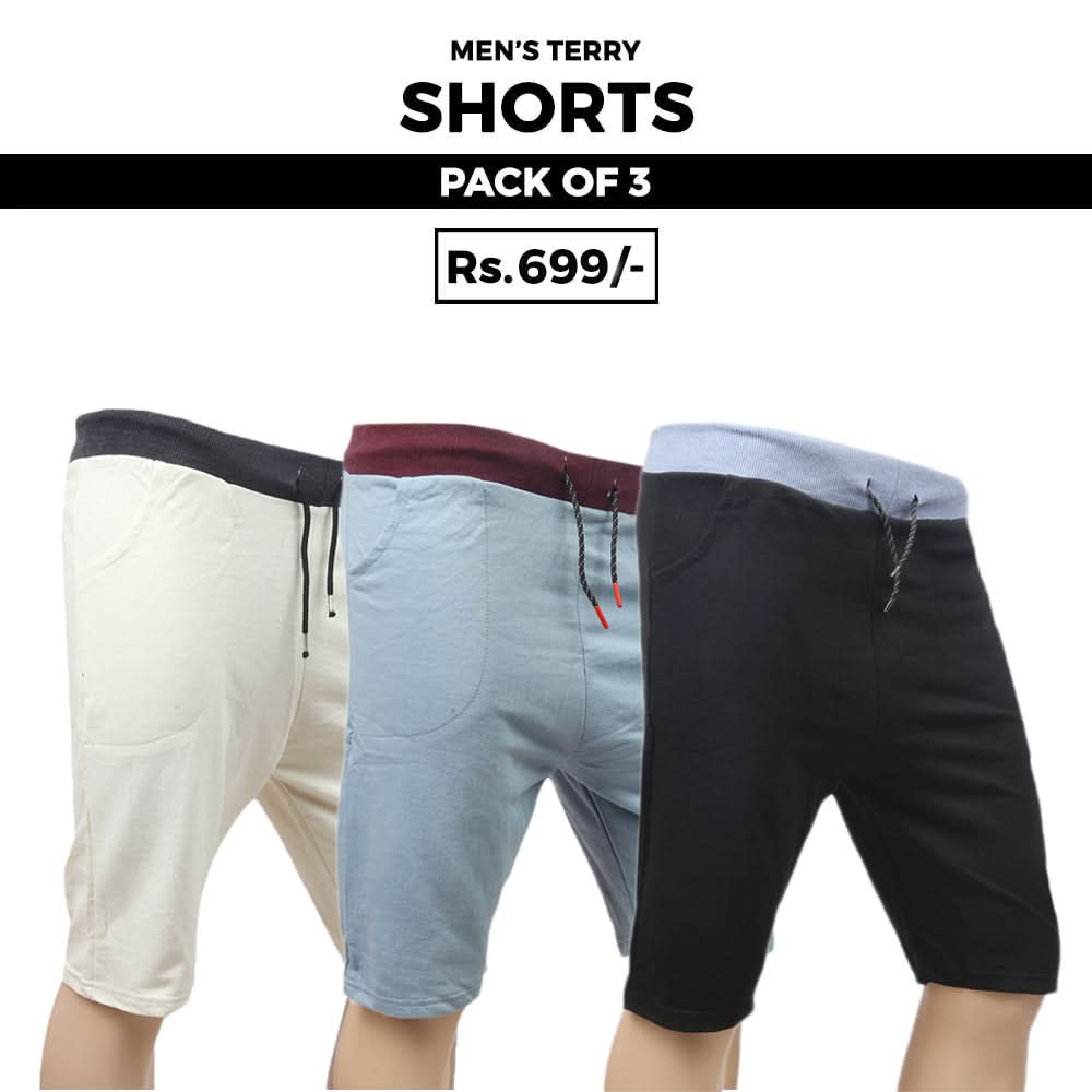 Men's Plain Short 3 Pcs Pack - Multi, Men, Shorts, Chase Value, Chase Value