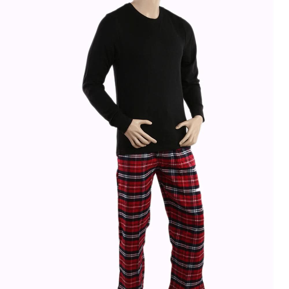 Men's Thermal Sleepwear 2 Pcs Set - Black Red, Men, Nightwear, Chase Value, Chase Value