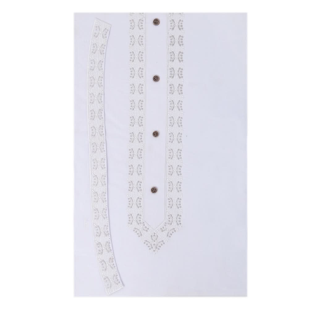 Men's Mashriq Embroidered Un-Stitched Suit - White, Men, Unstitched Fabric, Chase Value, Chase Value