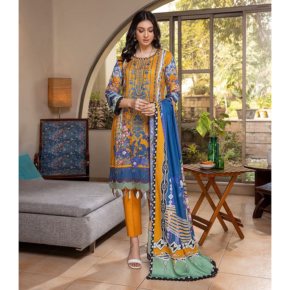 Zoohra Digital Printed Embroidered Lawn Un-Stitched 3Pcs Suit - 6, Women, 3Pcs Shalwar Suit, ZS Textiles, Chase Value