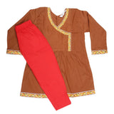 Girls Embroidered 2 Piece Suit - Brown, Kids, Girls Sets And Suits, Chase Value, Chase Value