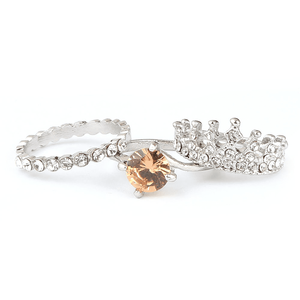 Women's Fancy Stone Ring - Silver - Peach - test-store-for-chase-value