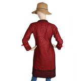 Women's Fancy Chikan Kurti - Red, Women's Fashion, Chase Value, Chase Value