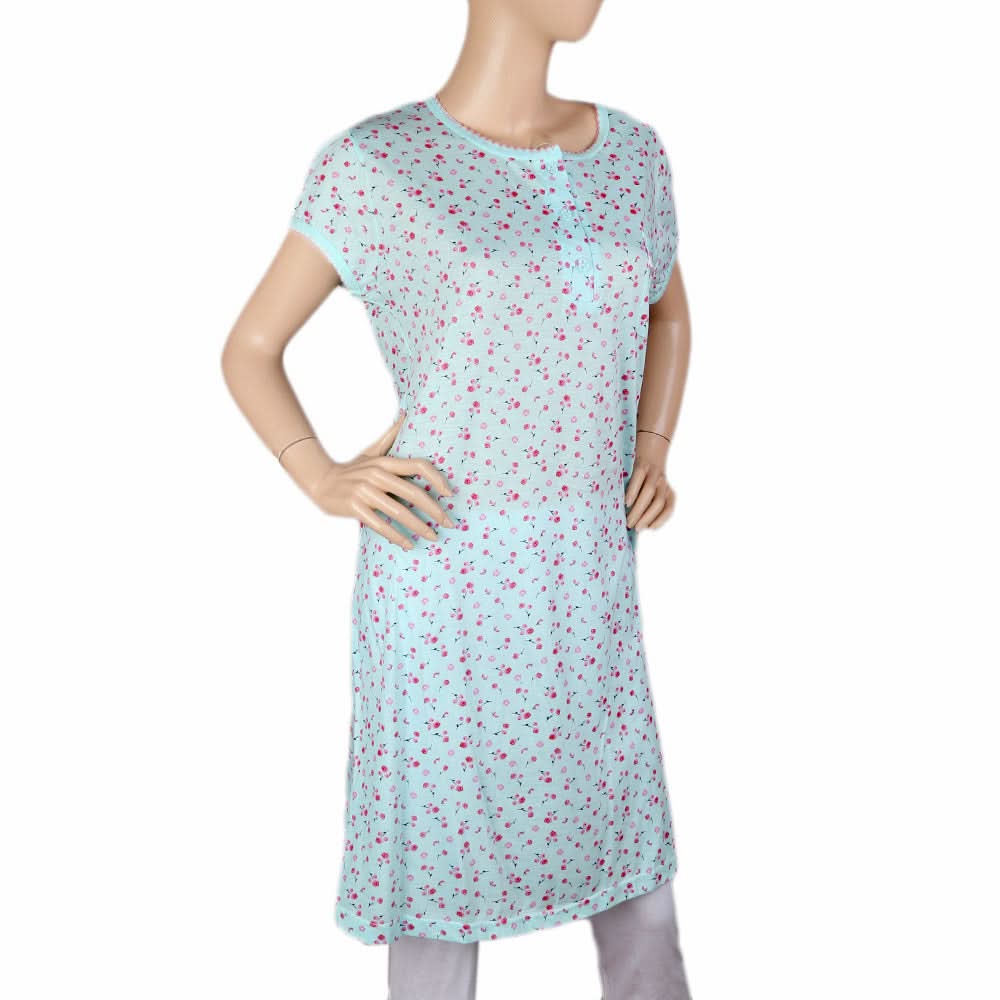Women's Long Nighty - Cyan, Women, Night Suit, Chase Value, Chase Value