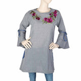 Women's Embroidered Check Top - Black & White, Women, T-Shirts And Tops, Chase Value, Chase Value
