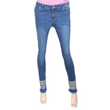 Women's Embroidery Denim Pant - Blue, Women, Pants & Tights, Chase Value, Chase Value