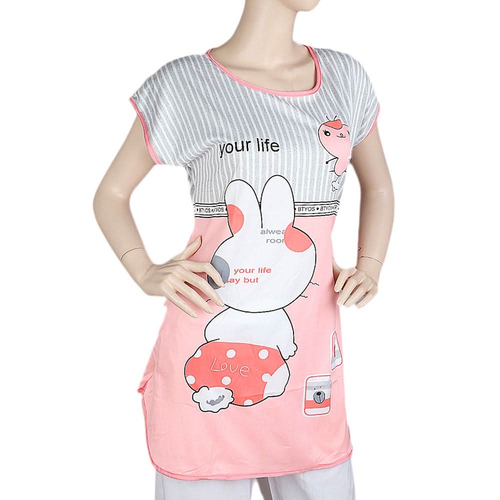 Women's Night Top - Grey Pink, Women, T-Shirts And Tops, Chase Value, Chase Value