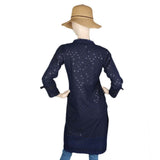 Women's Fancy Chikan Kurti - Navy Blue, Women's Fashion, Chase Value, Chase Value