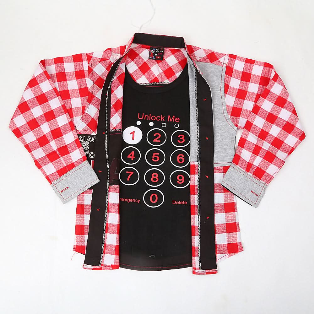 Boys Casual Shirt Full Sleeves - Red, Kids, Boys Shirts, Chase Value, Chase Value