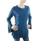 Women's Wide-Sleeve Stone T-Shirt - Steel Blue, Women, T-Shirts And Tops, Chase Value, Chase Value