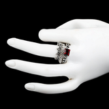 Women's Fancy Stone Ring - Silver - Red - test-store-for-chase-value