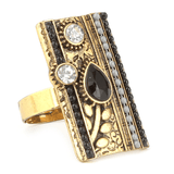 Women's Fancy Stone Ring - Golden - Black - test-store-for-chase-value