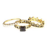 Women's Fancy Stone Ring - Golden - Black - test-store-for-chase-value