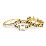 Women's Fancy Stone Ring - Golden - White - test-store-for-chase-value