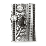 Women's Fancy Stone Ring - Silver - Black - test-store-for-chase-value