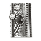Women's Fancy Stone Ring - Silver - Black - test-store-for-chase-value