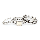 Women's Fancy Stone Ring - Silver - Peach - test-store-for-chase-value