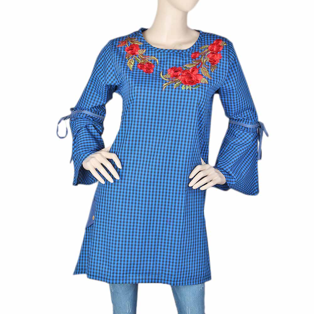 Women's Embroidered Stripe Top - Blue, Women, T-Shirts And Tops, Chase Value, Chase Value