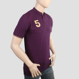 Men's Pique Band Collar Polo T-Shirt - Purple, Men, T-Shirts And Polos, Chase Value, Chase Value