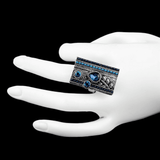 Women's Fancy Stone Ring - Silver - Blue - test-store-for-chase-value