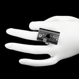 Women's Fancy Stone Ring - Silver - Black - test-store-for-chase-value