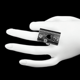 Women's Fancy Stone Ring - Silver - Black - test-store-for-chase-value