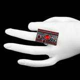 Women's Fancy Stone Ring - Silver - Red - test-store-for-chase-value