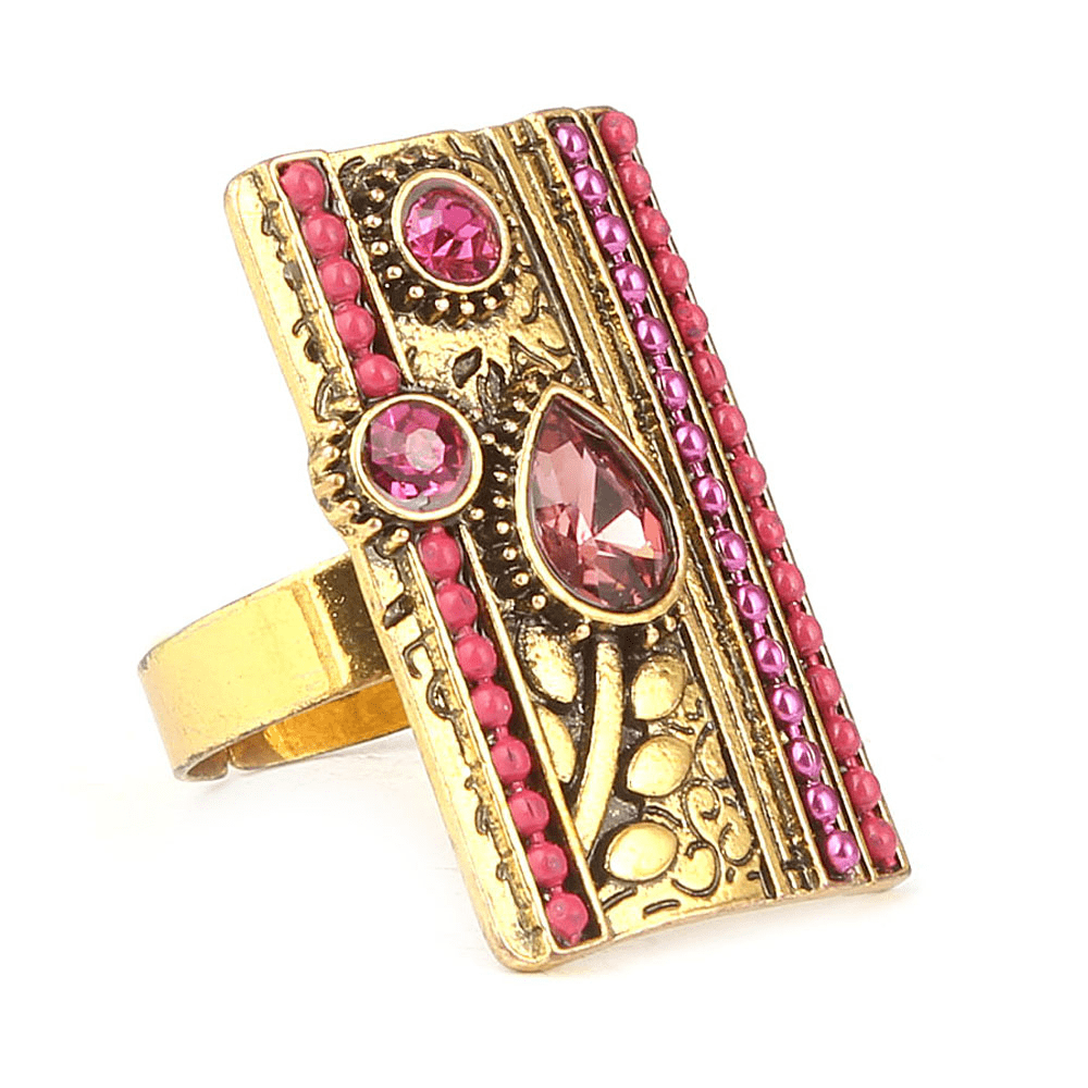 Women's Fancy Stone Ring - Golden - Pink - test-store-for-chase-value