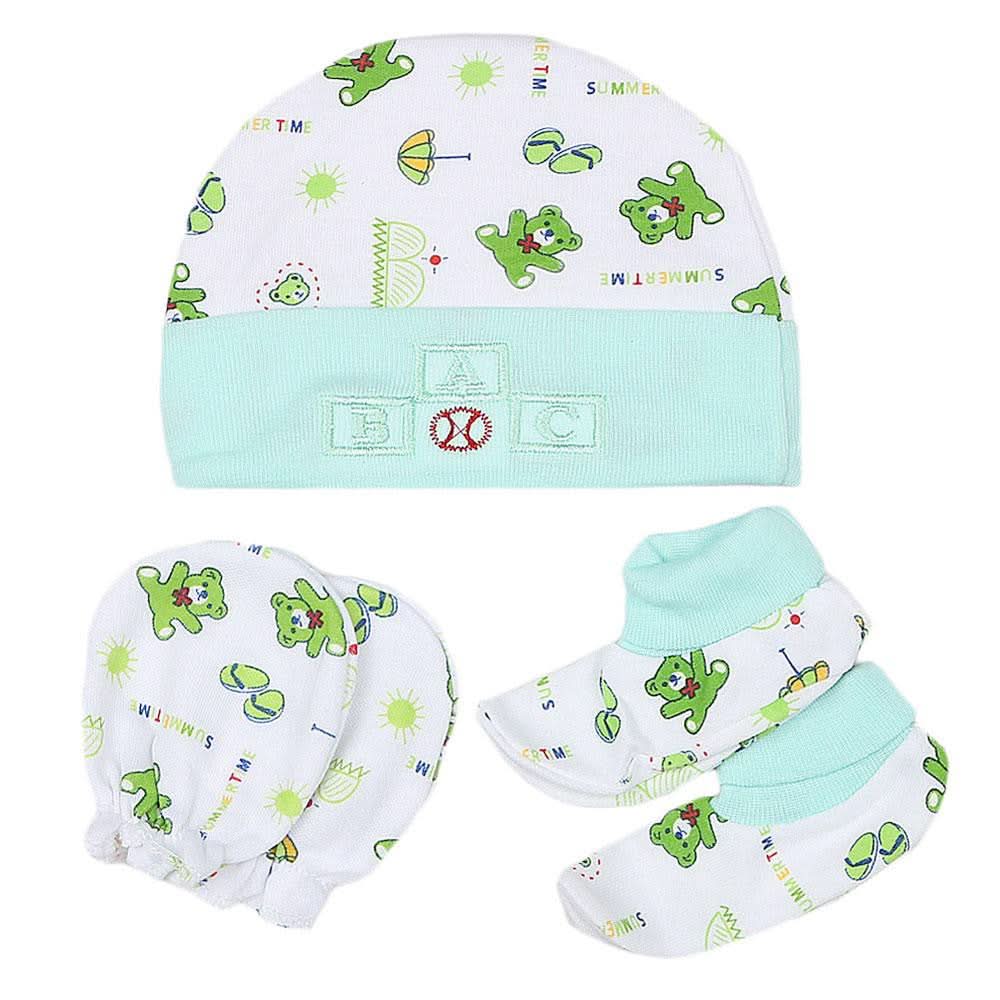 Newborn Cap Set 3 Pcs - Cyan - test-store-for-chase-value