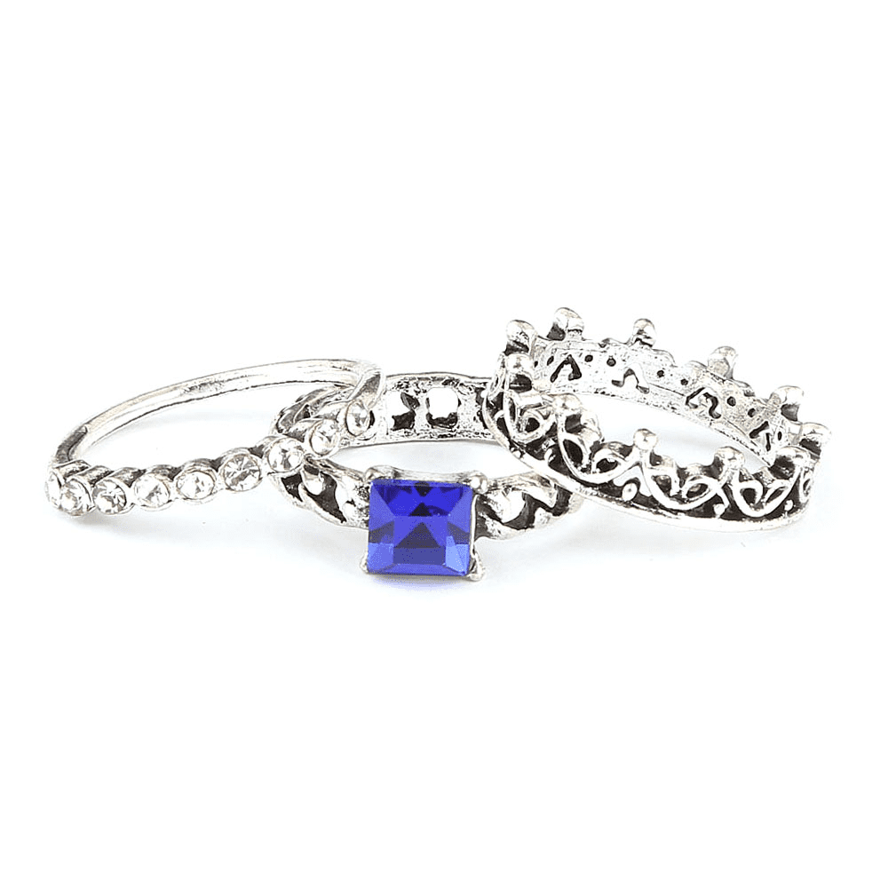 Women's Fancy Stone Ring - Silver - Blue - test-store-for-chase-value