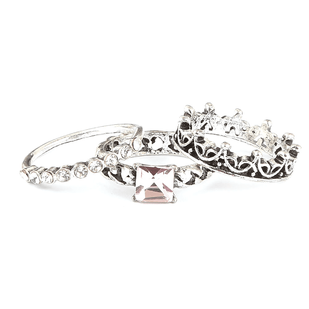 Women's Fancy Stone Ring - Silver - Pink - test-store-for-chase-value