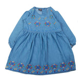 Girls Embroidered Denim Frock - Blue, Kids, Girls Kurti, Chase Value, Chase Value