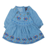 Girls Embroidered Denim Frock - Blue, Kids, Girls Kurti, Chase Value, Chase Value