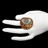 Women's Fancy Stone Ring - Golden - Mustard - test-store-for-chase-value